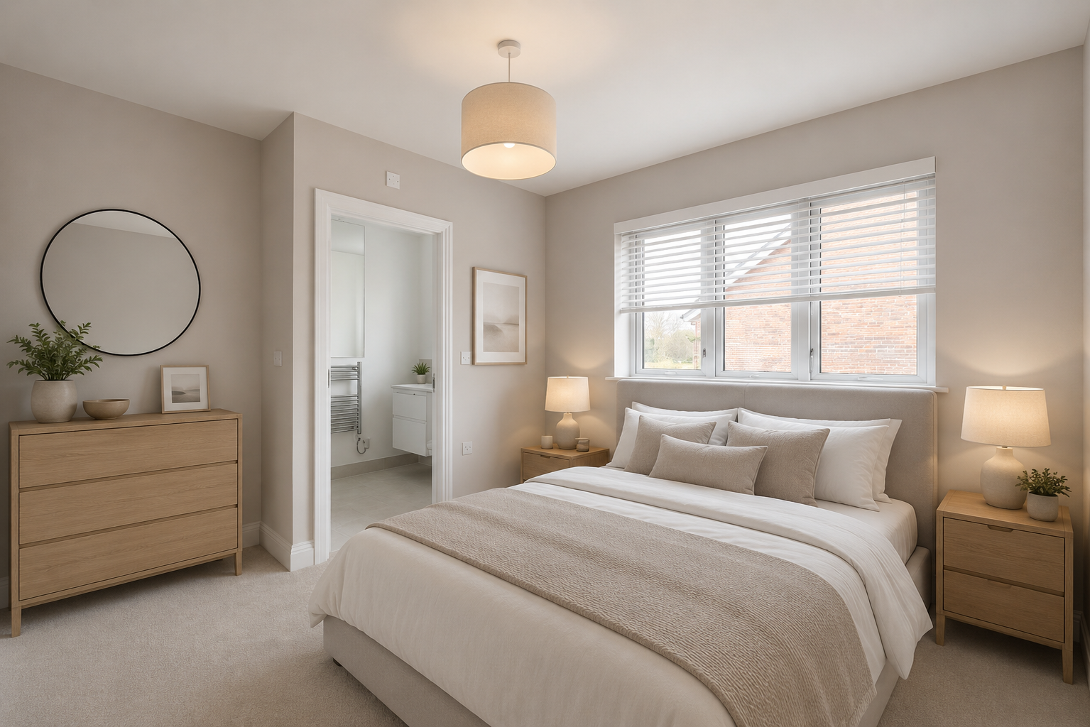 Home 75 at De Havilland Place bedroom one digitally dressed image