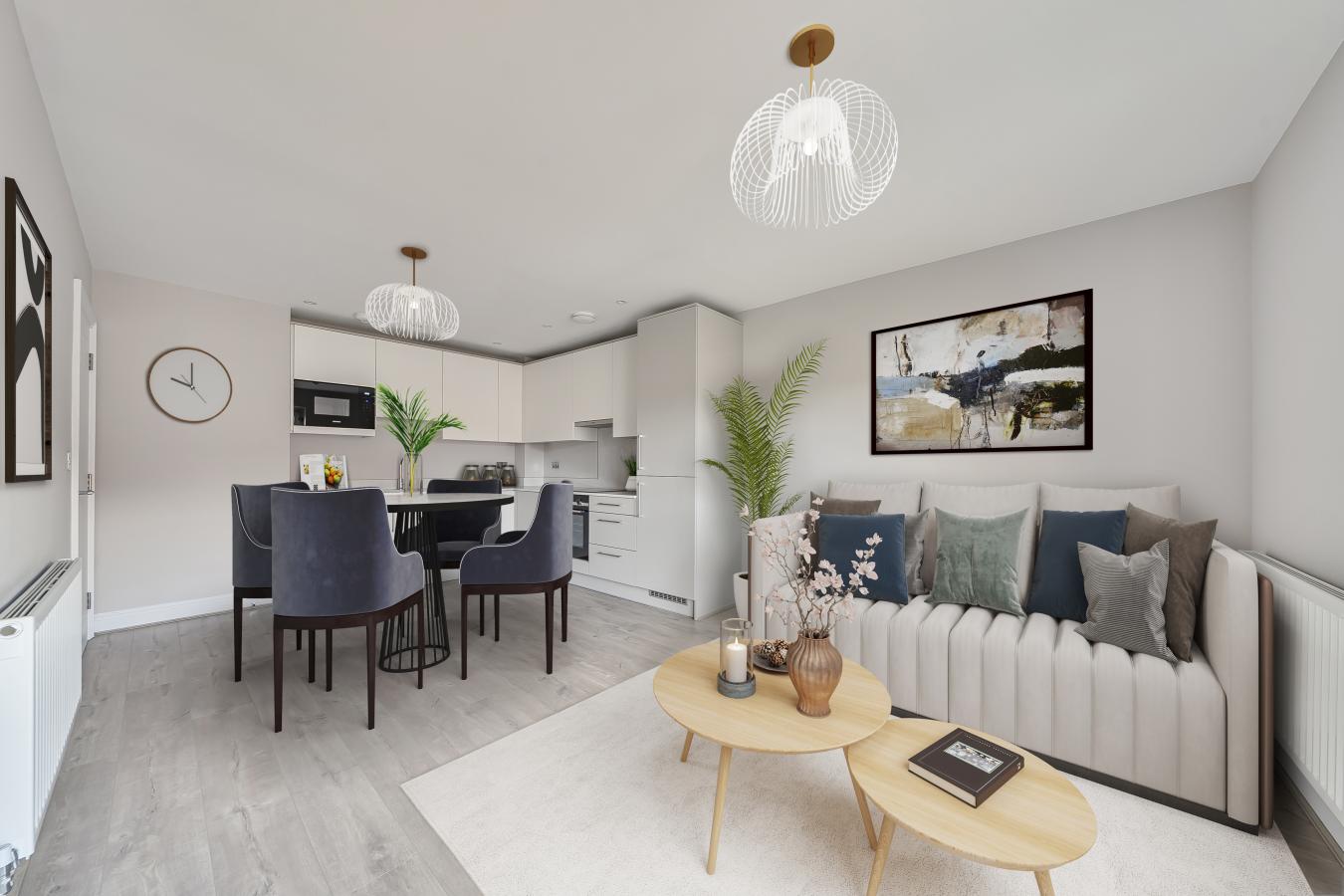 Moorfield Mews - Plot 9 - Digitally dressed kitchen/living room