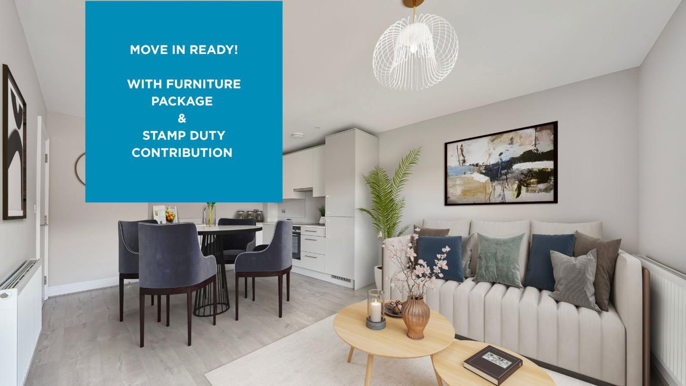 Moorfield Mews - plot 9 digitally dressed living room with incentive